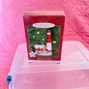 Hallmark Keepsake Ornament Box - Red & White with Pink Background